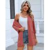 image:imageZeagoo Womens Casual Lightweight Cardigan 34 Sleeve Open Front Loose Thin Cardigans with PocketsDeep Red
