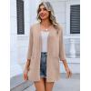 image:imageZeagoo Womens Casual Lightweight Cardigan 34 Sleeve Open Front Loose Thin Cardigans with PocketsKhaki