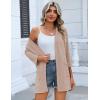 image:imageZeagoo Womens Casual Lightweight Cardigan 34 Sleeve Open Front Loose Thin Cardigans with PocketsKhaki