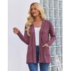 image:imageZeagoo Womens Lightweight Cardigan Open Front Long Sleeve Casual Loose Thin Cardigans with Pockets 2026Wine Red