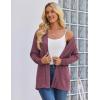 image:imageZeagoo Womens Lightweight Cardigan Open Front Long Sleeve Casual Loose Thin Cardigans with Pockets 2026Wine Red