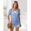image:imageZeagoo Womens Short Sleeve Summer Cardigan VNeck Button up Lightweight Hollow Out Sweater Cardigans ShrugBlue