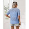 image:imageZeagoo Womens Short Sleeve Summer Cardigan VNeck Button up Lightweight Hollow Out Sweater Cardigans ShrugBlue