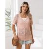 image:imageZeagoo Womens Short Sleeve Summer Cardigan VNeck Button up Lightweight Hollow Out Sweater Cardigans ShrugPink