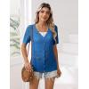 image:imageZeagoo Womens Short Sleeve Summer Cardigan VNeck Button up Lightweight Hollow Out Sweater Cardigans ShrugRoyal Blue
