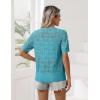 image:imageZeagoo Womens Short Sleeve Summer Cardigan VNeck Button up Lightweight Hollow Out Sweater Cardigans ShrugTeal