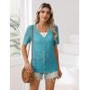 image:imageZeagoo Womens Short Sleeve Summer Cardigan VNeck Button up Lightweight Hollow Out Sweater Cardigans ShrugTeal