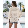 image:imageZeagoo Womens Summer Crochet Cardigan Sweaters Lightweight Open Front 34 Sleeve Batwing Kimono Boho Knit Cover Ups 2026Apricot