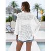 image:imageZeagoo Womens Summer Crochet Cardigan Sweaters Lightweight Open Front 34 Sleeve Batwing Kimono Boho Knit Cover Ups 2026Awhite