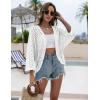 image:imageZeagoo Womens Summer Crochet Cardigan Sweaters Lightweight Open Front 34 Sleeve Batwing Kimono Boho Knit Cover Ups 2026Awhite