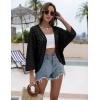 image:imageZeagoo Womens Summer Crochet Cardigan Sweaters Lightweight Open Front 34 Sleeve Batwing Kimono Boho Knit Cover Ups 2026Black