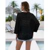 image:imageZeagoo Womens Summer Crochet Cardigan Sweaters Lightweight Open Front 34 Sleeve Batwing Kimono Boho Knit Cover Ups 2026Black