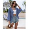 image:imageZeagoo Womens Summer Crochet Cardigan Sweaters Lightweight Open Front 34 Sleeve Batwing Kimono Boho Knit Cover Ups 2026Blue