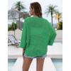 image:imageZeagoo Womens Summer Crochet Cardigan Sweaters Lightweight Open Front 34 Sleeve Batwing Kimono Boho Knit Cover Ups 2026Green