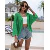 image:imageZeagoo Womens Summer Crochet Cardigan Sweaters Lightweight Open Front 34 Sleeve Batwing Kimono Boho Knit Cover Ups 2026Green