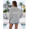 image:imageZeagoo Womens Summer Crochet Cardigan Sweaters Lightweight Open Front 34 Sleeve Batwing Kimono Boho Knit Cover Ups 2026Grey