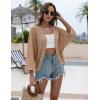 image:imageZeagoo Womens Summer Crochet Cardigan Sweaters Lightweight Open Front 34 Sleeve Batwing Kimono Boho Knit Cover Ups 2026Khaki