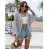 image:imageZeagoo Womens Summer Crochet Cardigan Sweaters Lightweight Open Front 34 Sleeve Batwing Kimono Boho Knit Cover Ups 2026Light Grey