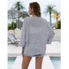 image:imageZeagoo Womens Summer Crochet Cardigan Sweaters Lightweight Open Front 34 Sleeve Batwing Kimono Boho Knit Cover Ups 2026Light Grey