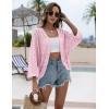 image:imageZeagoo Womens Summer Crochet Cardigan Sweaters Lightweight Open Front 34 Sleeve Batwing Kimono Boho Knit Cover Ups 2026Pink