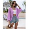 image:imageZeagoo Womens Summer Crochet Cardigan Sweaters Lightweight Open Front 34 Sleeve Batwing Kimono Boho Knit Cover Ups 2026Purple