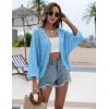 image:imageZeagoo Womens Summer Crochet Cardigan Sweaters Lightweight Open Front 34 Sleeve Batwing Kimono Boho Knit Cover Ups 2026Teal