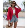 image:imageZeagoo Womens Summer Crochet Cardigan Sweaters Lightweight Open Front 34 Sleeve Batwing Kimono Boho Knit Cover Ups 2026Wine Red