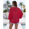 image:imageZeagoo Womens Summer Crochet Cardigan Sweaters Lightweight Open Front 34 Sleeve Batwing Kimono Boho Knit Cover Ups 2026Wine Red