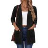 image:imageZeagoo Womens Casual Lightweight Cardigan 34 Sleeve Open Front Loose Thin Cardigans with PocketsAblack