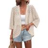 image:imageZeagoo Womens Summer Crochet Cardigan Sweaters Lightweight Open Front 34 Sleeve Batwing Kimono Boho Knit Cover Ups 2026Apricot
