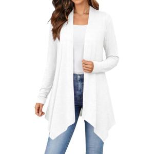 image:imageZeagoo Womens Cardigan Long Sleeve Lightweight Cardigan Draped Open Front Loose Casual 2026 Fashion ClothingA White