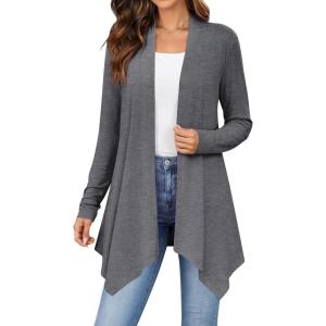 image:imageZeagoo Womens Cardigan Long Sleeve Lightweight Cardigan Draped Open Front Loose Casual 2026 Fashion ClothingGray