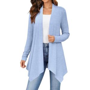 image:imageZeagoo Womens Cardigan Long Sleeve Lightweight Cardigan Draped Open Front Loose Casual 2026 Fashion ClothingLight Blue