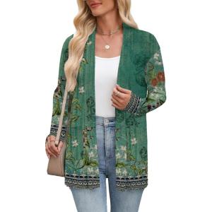 image:imageZeagoo Womens Lightweight Cardigan Open Front Long Sleeve Casual Loose Thin Cardigans with Pockets 2026Aflower Green