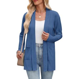 image:imageZeagoo Womens Lightweight Cardigan Open Front Long Sleeve Casual Loose Thin Cardigans with Pockets 2026Blue