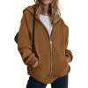 image:imageZEAGOO Hoodies Women Zip Up Hoodie Oversized Sweatshirt Fleece Jackets Spring Fall Winter Coats 2026 FashionLight Brown Color