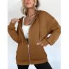 image:imageZEAGOO Hoodies Women Zip Up Hoodie Oversized Sweatshirt Fleece Jackets Spring Fall Winter Coats 2026 FashionLight Brown Color