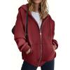 image:imageZEAGOO Hoodies Women Zip Up Hoodie Oversized Sweatshirt Fleece Jackets Spring Fall Winter Coats 2026 FashionWind Red