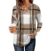 image:imageZeagoo Hoodies for Women Long Sleeve Drawstring V Neck Pullover Sweatshirts Shirts Loose Casual Fall TopsA01brown Plaid