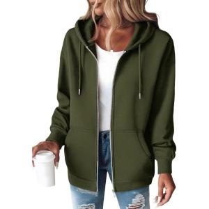 image:imageZEAGOO Hoodies Women Zip Up Hoodie Oversized Sweatshirt Fleece Jackets Spring Fall Winter Coats 2026 FashionArmy Green