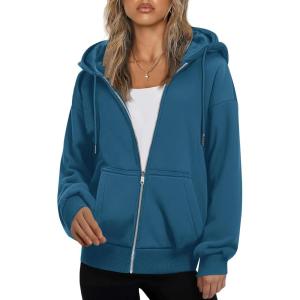 image:imageZEAGOO Hoodies Women Zip Up Hoodie Oversized Sweatshirt Fleece Jackets Spring Fall Winter Coats 2026 FashionBluegreen
