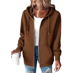 image:imageZEAGOO Hoodies Women Zip Up Hoodie Oversized Sweatshirt Fleece Jackets Spring Fall Winter Coats 2026 FashionBrown