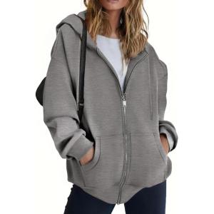 image:imageZEAGOO Hoodies Women Zip Up Hoodie Oversized Sweatshirt Fleece Jackets Spring Fall Winter Coats 2026 FashionDark Grey