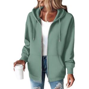 image:imageZEAGOO Hoodies Women Zip Up Hoodie Oversized Sweatshirt Fleece Jackets Spring Fall Winter Coats 2026 FashionGreen