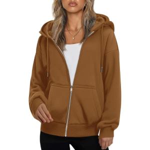 image:imageZEAGOO Hoodies Women Zip Up Hoodie Oversized Sweatshirt Fleece Jackets Spring Fall Winter Coats 2026 FashionLight Brown Color