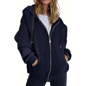 image:imageZEAGOO Hoodies Women Zip Up Hoodie Oversized Sweatshirt Fleece Jackets Spring Fall Winter Coats 2026 FashionNavy