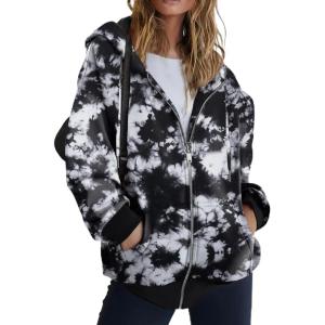 image:imageZEAGOO Hoodies Women Zip Up Hoodie Oversized Sweatshirt Fleece Jackets Spring Fall Winter Coats 2026 FashionTie Dye