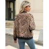 image:imageZeagoo Women Bomber Jacket Casual Button Down Varsity Jackets Shackets With Pockets OutwearAleopard
