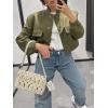 image:imageZeagoo Women Bomber Jacket Casual Button Down Varsity Jackets Shackets With Pockets OutwearArmy Green