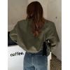 image:imageZeagoo Women Bomber Jacket Casual Button Down Varsity Jackets Shackets With Pockets OutwearArmy Green